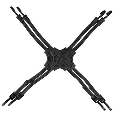 Tack Strap   4-Way Flat Bungee Cord with Rubber Pad Grip, Non-Slip Tie Black