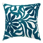  Farmhouse Floral Leaves Embroidered 18" x 18" (Pack of 1) Teal Floral