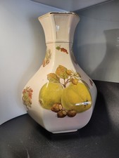 Royal Worcester Palissy Large Hexagonal Vintage Vase Fruit Flower