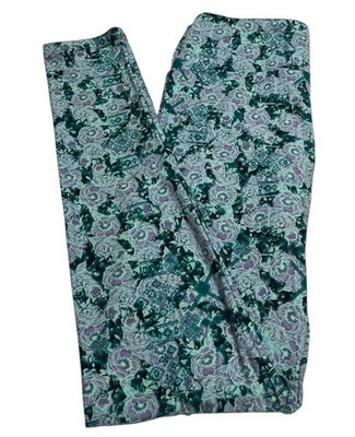 LuLaRoe Leggings OS One Size Floral PURPLE Flower POPPY Watercolor Ships FAST