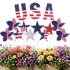 13Pcs 4th of July Outdoor Decoration Garden Stakes, 250th Patriotic Plastic U...