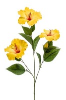 KüNstlicher Hibiskuszweig Mit 3 BlüTen Gelb H. 82Cm Emerald Kunstblumen