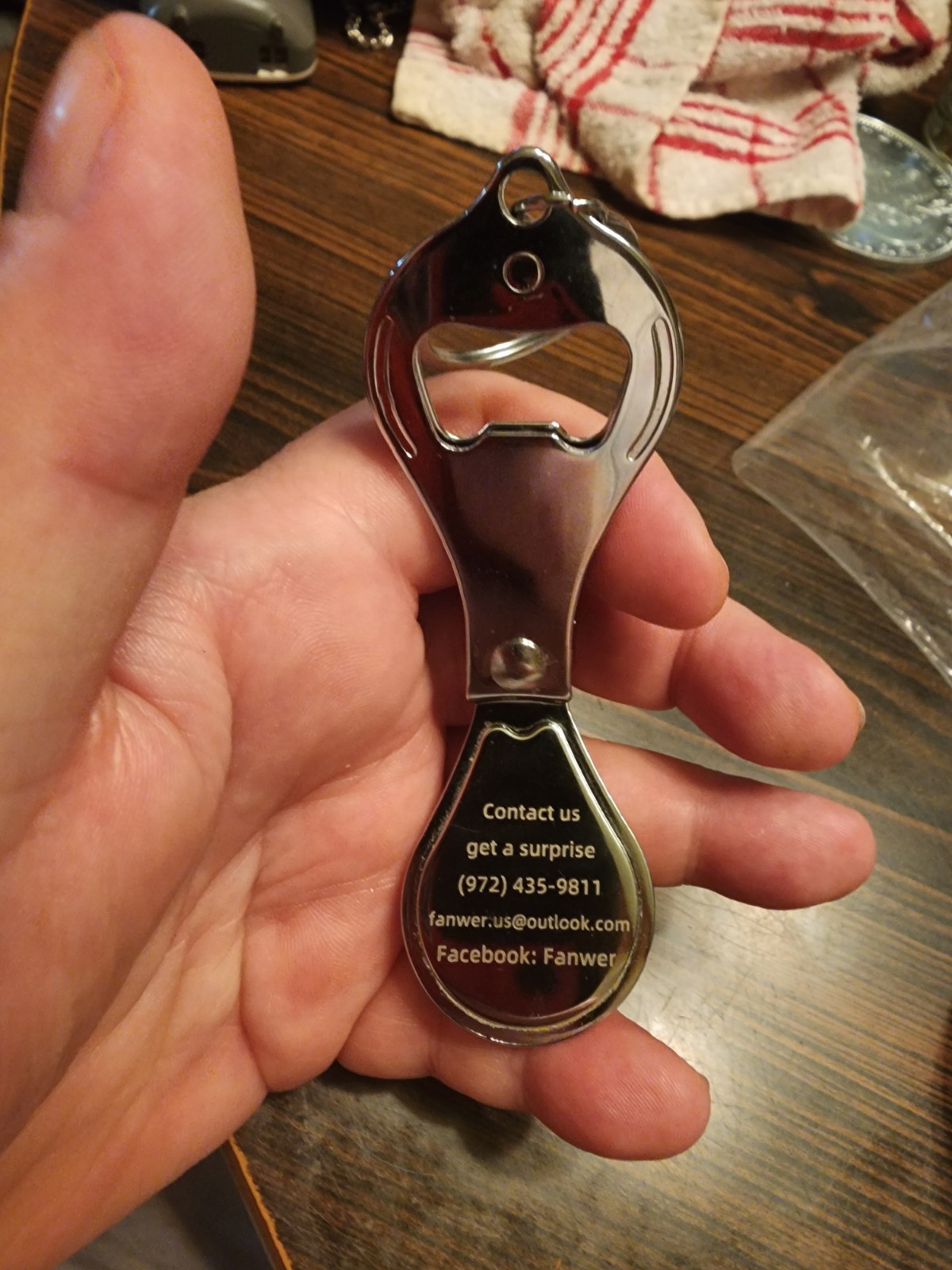 FANWER Key Fob Bottle Opener Nail Clipper - Advertising Promo - New in orig bag
