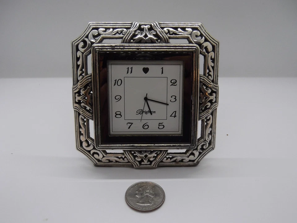 Brighton Reloj de Mesa de Cuarzo Filigrana Ornamentado Abrigo Plateado Decoración de Escritorio Sin Probar Foto 3 de 4