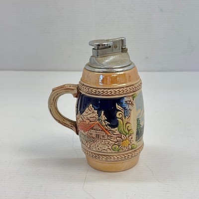 Vintage German Beer Stein Handmade Handpainted Pewter Lid Ramstein Pfalz Town