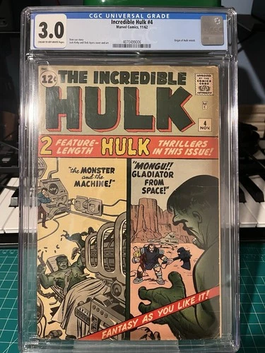 INCREDIBLE HULK #4 (1962) - CGC GRADE 3.0 - MARVEL 1ST APP MONGU ORIGIN RETOLD