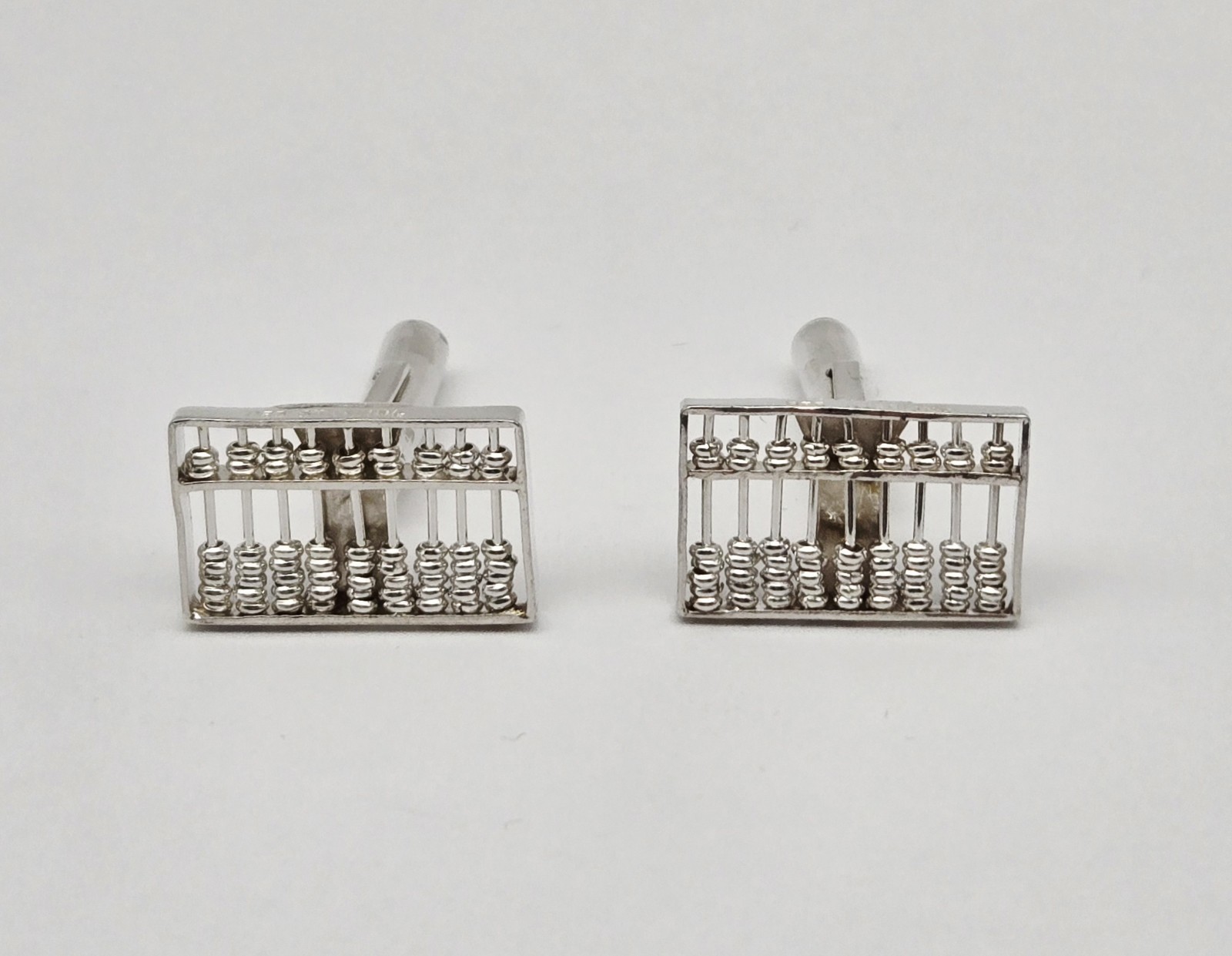 Vintage Sterling Silver Working Abacus Math Cufflinks - 6.5g