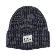 Men's Levi's Chunky Rib Knit Beanie With Logo Patch Levi's charcole/blk One size