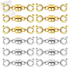 Double Magnetic Necklace Clasps and Closures, 12Pcs Gold Silver