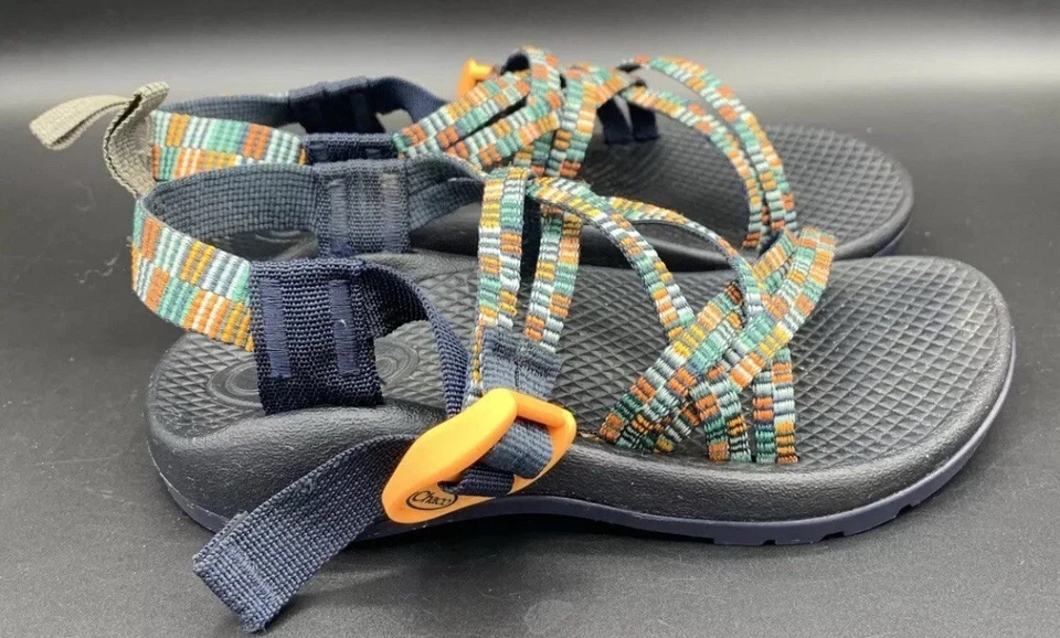Sandalias Deportivas Chacos Niños Jóvenes Talla 1 Ecotread Senderismo Naranja Verde Azul Exterior Foto 3 de 4