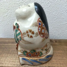 Pottery Incense Container Case OTAFUKU 2.7 inch Vintage Japanese Figurine
