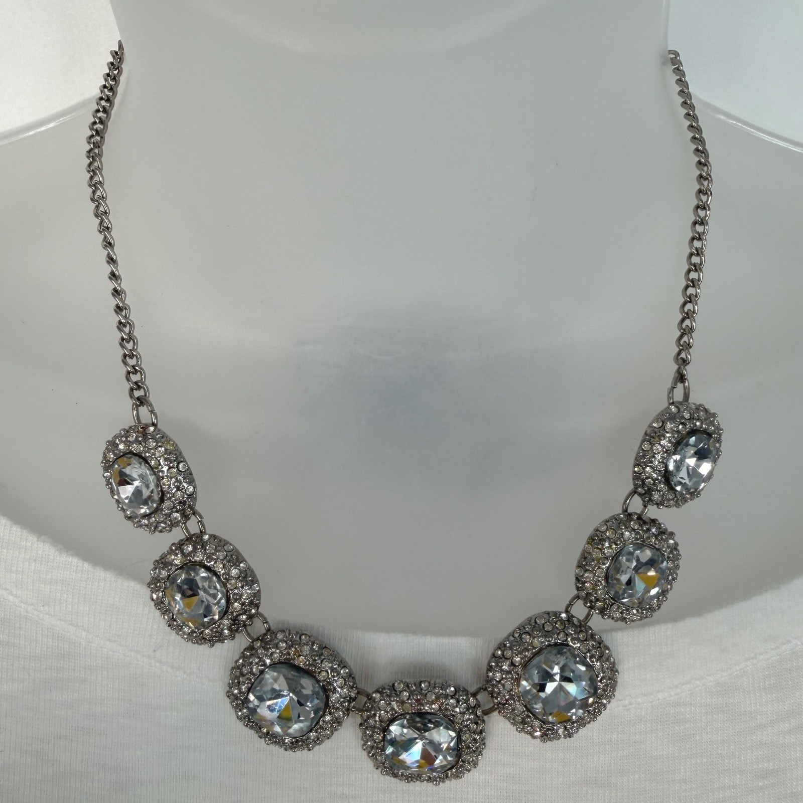 Sparkling Silver Tone Crystal Statement Necklace … - image 5