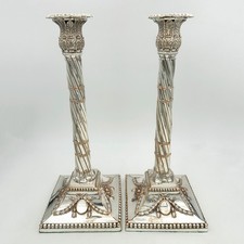 COPPIA CANDELABRI GEORGE III 12,5" VECCHIA PIASTRA SHEFFIELD c1775