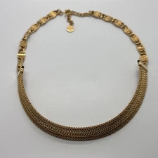 Chunky Gold Tone Vintage Choker Necklace Flat Emmons Signed Pristine Condition