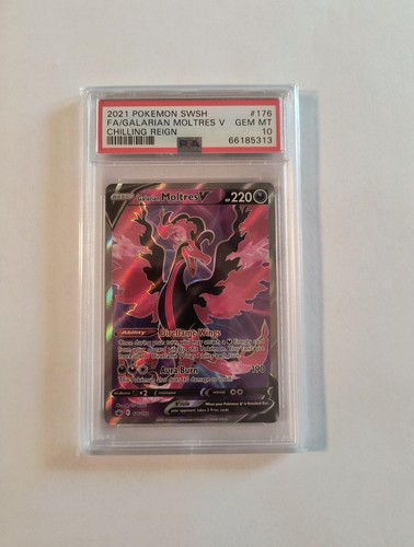 Pokemon Galarian Moltres V 176/198 Chilling Reign Full Art PSA 10 - Picture 1 of 2