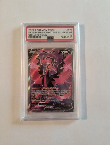 Pokemon Galarian Moltres V 176/198 Chilling Reign Full Art PSA 10