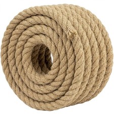 Natural Jute Rope 3/4 Inch x 25 Feet Thick Hemp 3/4 x 25 Feet, Brown