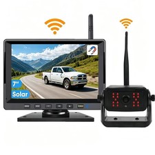 7'' DVR Monitor Magnetic Solar Wireless Backup Camera HD For RV Trailer Truck