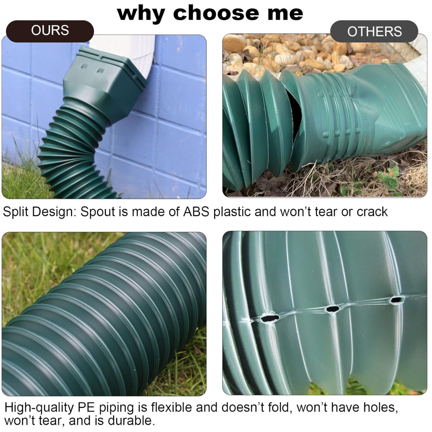 Flexible Gutter Downspout Extensions - 2 Pack
