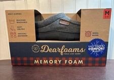 Dearfoams Men  s Whipstitch Moccasin Slippers with Memory Foam Size M 9-10