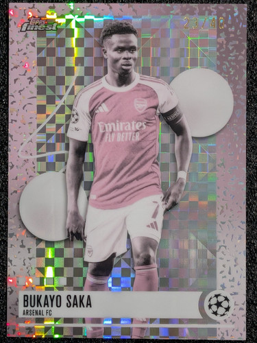 2025-26 Topps Finest UEFA 237 Bukayo Saka Arsenal FC Pearl Checkerboard /40 SP