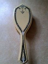 Vintage Celluloid Vanity Brush Art Deco Floral