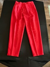Red Istante Versace pleated  pants  High-waisted 57% Viscose and 43% Linen 32R