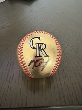 Khris Bryant Gold Auto Logo Ball Autograph Beckett Certified Colorado Rockies
