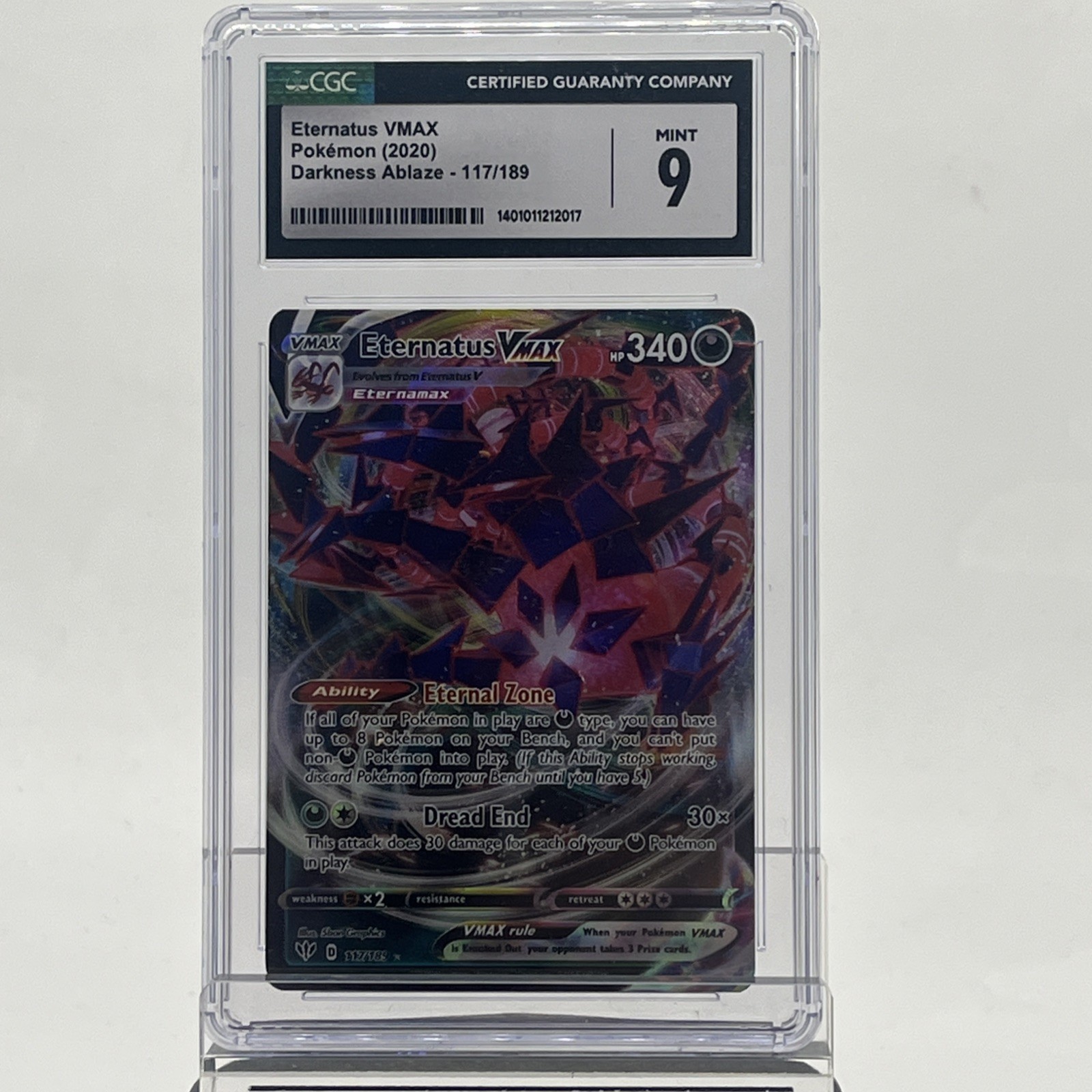 PSA 9 GEM MINT Eternatus VMAX 117/189 Darkness Ablaze FULL ART Pokemon Card