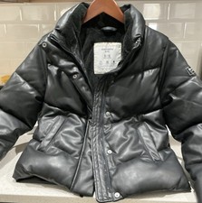 Abercrombie Fitch Faux Leather, Fur Lined Mini Puffer Jacket. KIDS SIZE 9/10