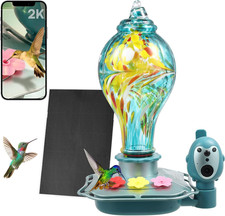 Smart Hummingbird Feeder with Camera, Solar Powered 2K HD Glass Hummingbird Feed