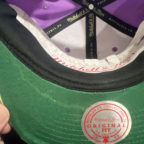Mitchell & Ness Hardwood Classics Milwaukee Bucks Mens Snapback Hat Purple Green - Picture 7 of 12