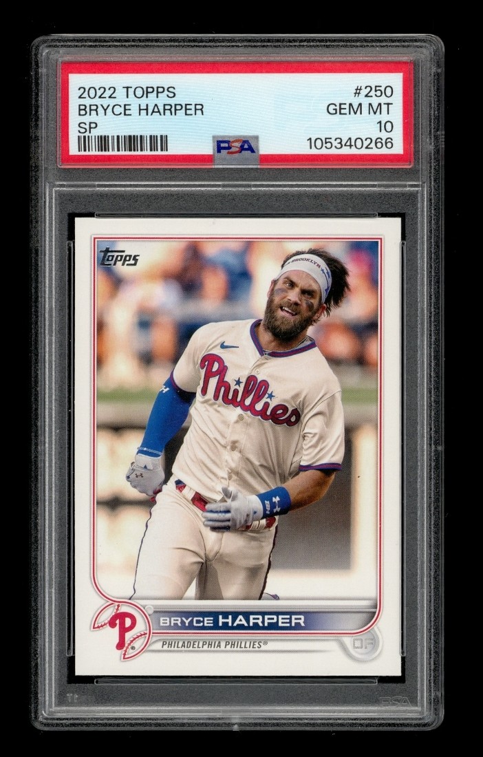 2022 Topps SP: #250 Bryce Harper PSA 10 GEM MINT view 1