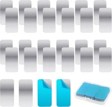 28pcs Adhesive Metal Plates for Magnetic Mounts, Rectangular Iron Silver