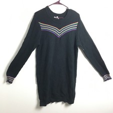 Abound Sweater Dress Rainbow Chevron Black Large
