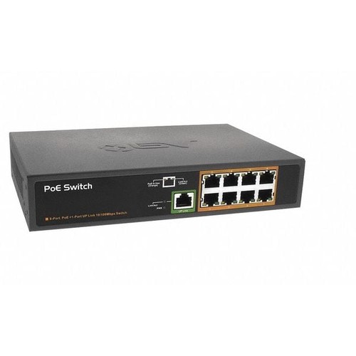 Bv Tech PoE Switch,Camera Inputs 8,5-13/16" L POE-SW801 Bv Tech POE-SW801