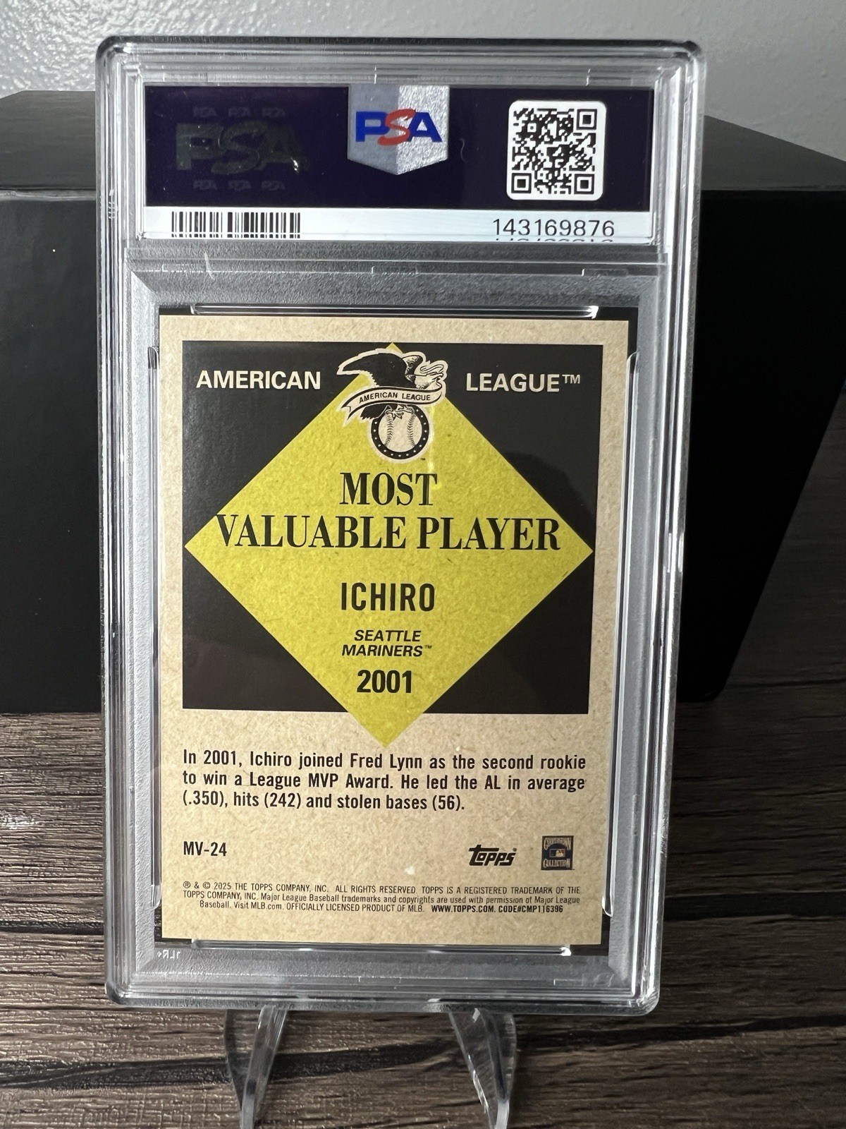 2025 Topps Update Most Valuable Ichiro Suzuki MV-24 Gold Foil 42/50 PSA 10 POP 1 view 4