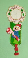 Vintage Christmas Kit Made Felt  Sequin ELF Door Knob Hanger Decoration