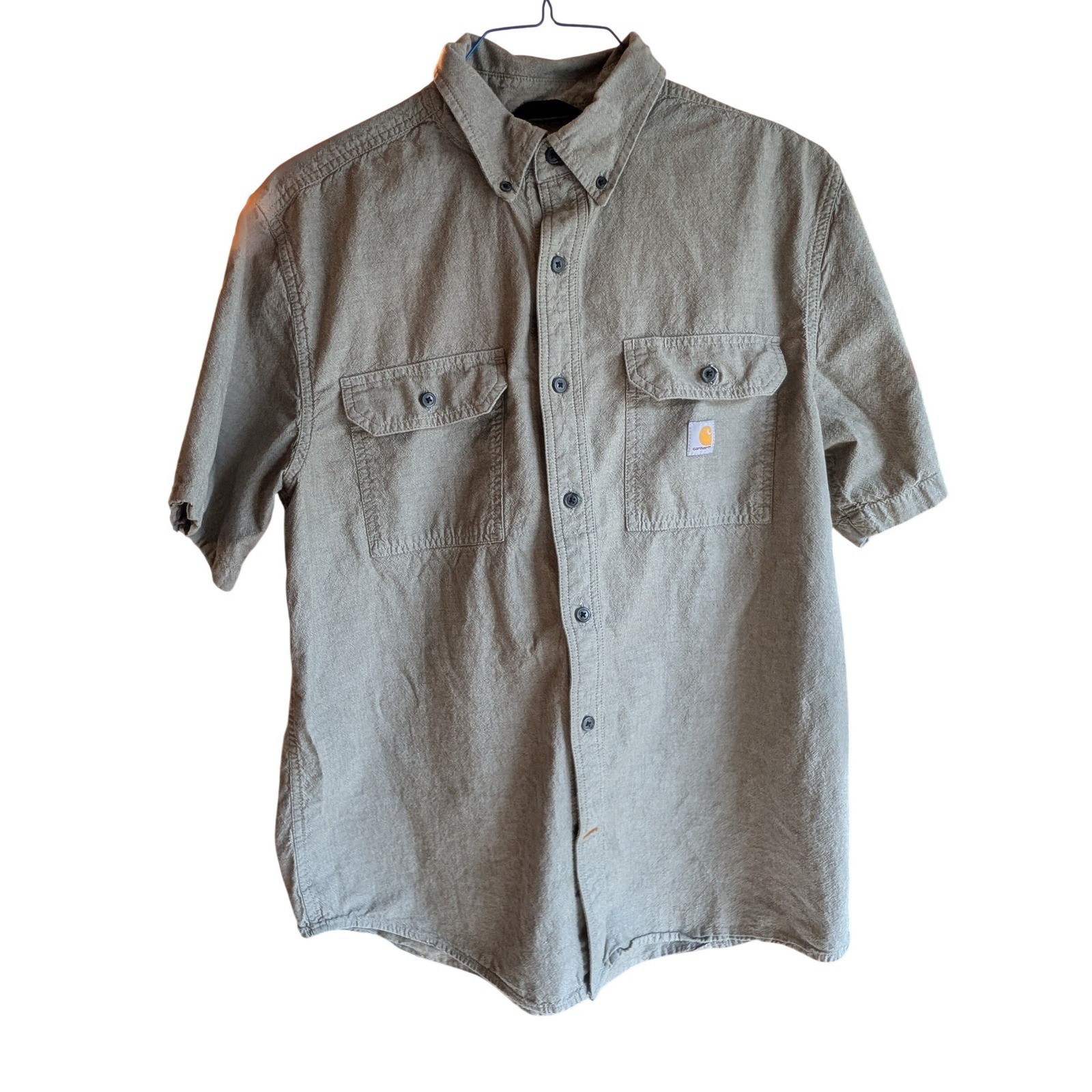 Carhartt Mens Loose Fit Short Sleeve Button Down Work Shirt 100% Cotton Size L