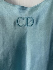 VTG Christian Dior Light Blue Lingerie Slip Dress Midi Romantic Coquette Glam