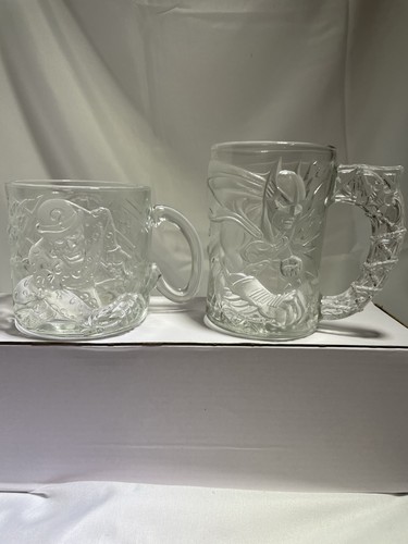 Vintage 1995 McDonalds Batman Forever Glass Mugs The Riddler & Batman Set of 2