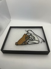 Abstract Stained Glass Human  Dog Suncatcher   Window Hanging Art Decor