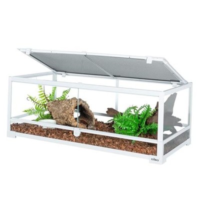  36 Gallon Long&Low Reptile Glass Terrarium, Front Opening Door Reptile Tank 