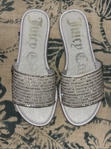 Juicy Couture YRIE Pearl & Rhinestone Slide Sandals Size 7.5 - Picture 2 of 8