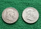 Franklin Half Dollar Lot of 2 - 90% Silver - Wise Intrinsic Silver!! 👀!!