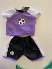 18 Inch Doll Soccer Shorts and Shirt Purple White and Black Fits 18"