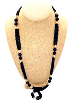 Lapis Lazuli Beads Gold Beads Freshwater Pearl Continuous Necklace 32in