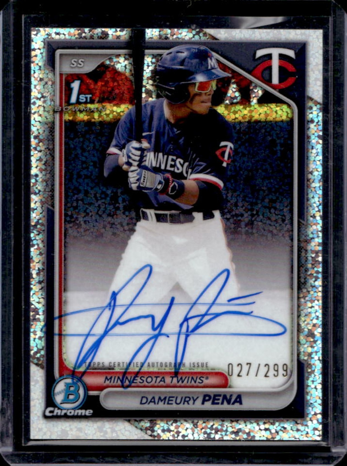 2024 Bowman Chrome Dameury Pena Auto Speckle Refractor 1st #27/299