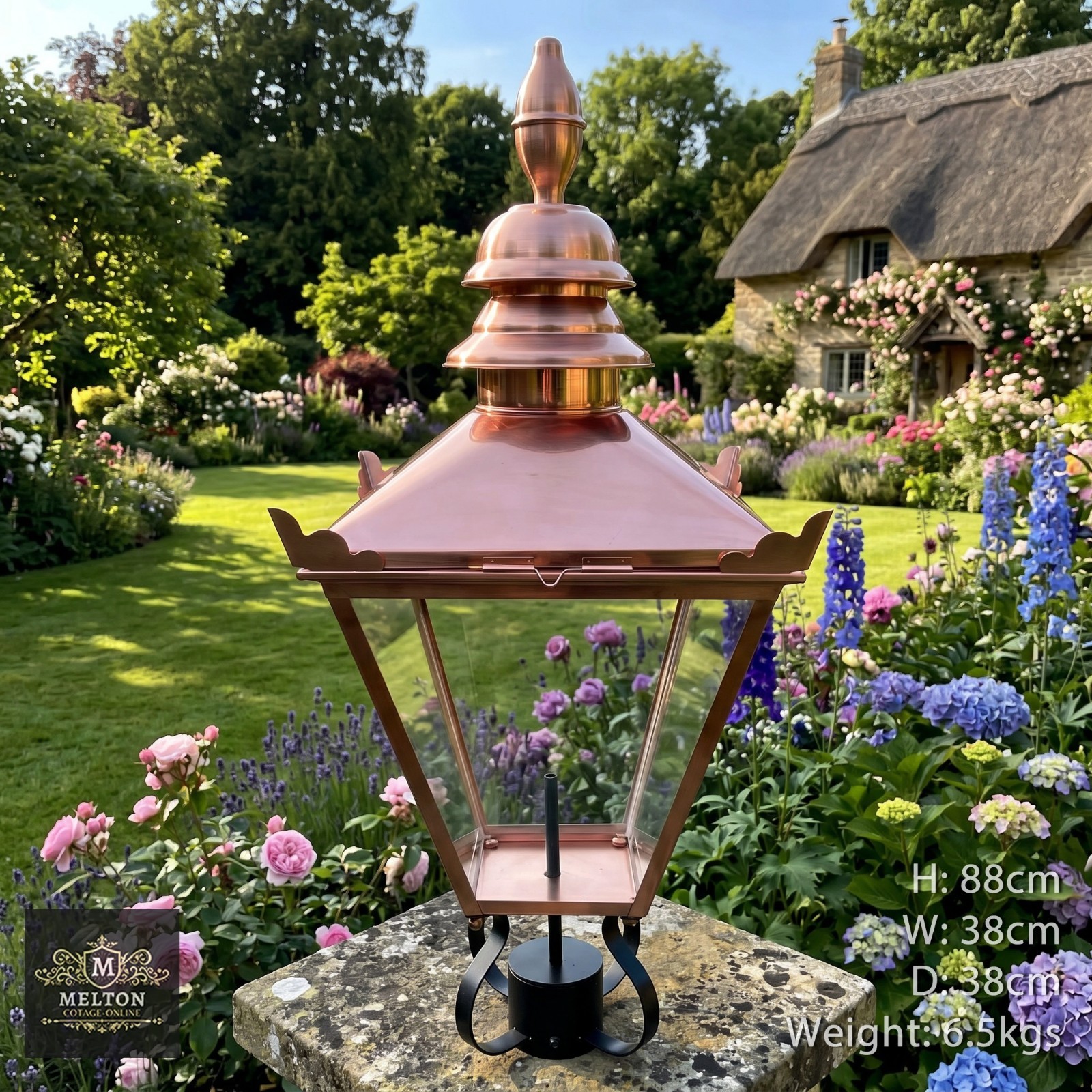 Deluxe Victorian Copper Effect Garden Street Post Lamp 90cm Vintage Lantern Top