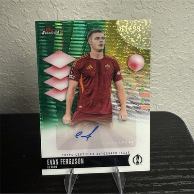 Topps Finest UEFA Europa League Evan Ferguson Green Wave Auto /99 AS Roma